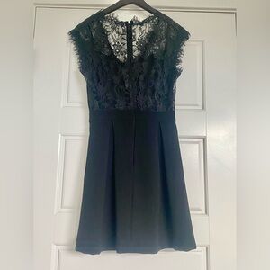 Short black, lace inset dress